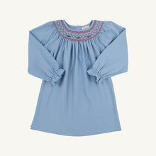 Load image into Gallery viewer, Sandy Smocked Dress - Barrington Blue w/ Richmond Red - Holly Embroidery - Long Sleeve - Pima