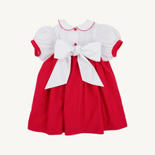 Load image into Gallery viewer, Mary Dal Dress - White w/ Richmond Red - Christmas Tree Embroidery