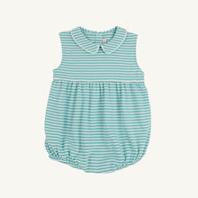Load image into Gallery viewer, Sleeveless Bradford Bubble - Turks Teal Stripe w/ Worth Ave White - Pima