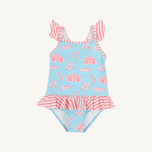 Load image into Gallery viewer, St. Lucia Swimsuit - Parrot Cay Canopy w/ Coral Stripe