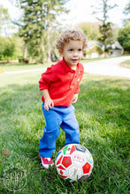 Load image into Gallery viewer, Prim & Proper Polo - Long Sleeve - Richmond Red w/ Worth Ave White Stork
