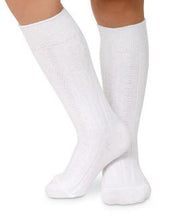 Load image into Gallery viewer, Jefferies Classic Cable Knee Socks - White, Navy, or Ivory