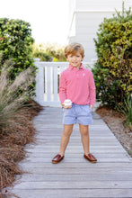 Load image into Gallery viewer, Prim & Proper Polo - Richmond Red Stripe w/ Multicolor Stork - Long Sleeve - Pima