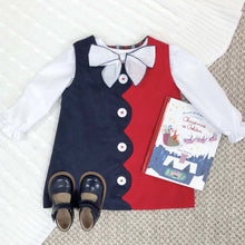 Load image into Gallery viewer, Beatrice Bow Blouse - Worth Ave White w/ Nantucket Navy m