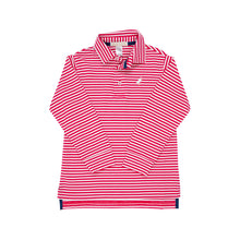 Load image into Gallery viewer, Prim & Proper Polo - Richmond Red Stripe w/ Multicolor Stork - Long Sleeve - Pima
