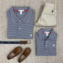Load image into Gallery viewer, Prim & Proper Polo - Nantucket Navy Stripe - Short Sleeve - Pima