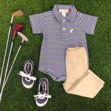Load image into Gallery viewer, Prim & Proper Polo - Nantucket Navy Stripe - Short Sleeve - Pima