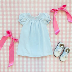 Sandy Smocked Dress - Buckhead Blue w/ Hamptons Hot Pink Smocking - Pima