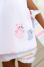 Load image into Gallery viewer, Talbott Tie Side - White w/ San Antonio Stripe - Cats Appliqué
