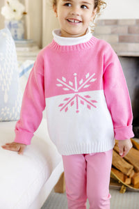 Isabelle's Intarsia Sweater - Hamptons Hot Pink & Worth Ave White - Snowflake
