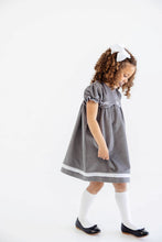 Load image into Gallery viewer, McFarland Frock - Grantley Gray w/ White Bows Embroidery - Corduroy
