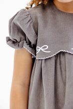 Load image into Gallery viewer, McFarland Frock - Grantley Gray w/ White Bows Embroidery - Corduroy
