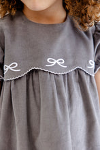 Load image into Gallery viewer, McFarland Frock - Grantley Gray w/ White Bows Embroidery - Corduroy
