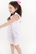 Load image into Gallery viewer, Ruehling Ruffle Dress - Bitty Bows (White) - Pima
