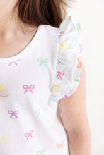 Load image into Gallery viewer, Ruehling Ruffle Dress - Bitty Bows (White) - Pima
