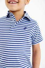 Load image into Gallery viewer, Prim &amp; Proper Polo - Sumner County Stripe in Barbados Blue
