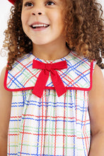 Load image into Gallery viewer, Stewart's Square Collar Dress - Wellington Windowpane w/ Richmond Red - Sleeveless
