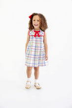 Load image into Gallery viewer, Stewart's Square Collar Dress - Wellington Windowpane w/ Richmond Red - Sleeveless
