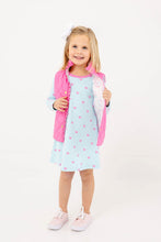 Load image into Gallery viewer, Polly Play Dress - Heart Eyes (Belhaven Blue) w/ Winter Park Pink - Long Sleeve - Heavy Knit
