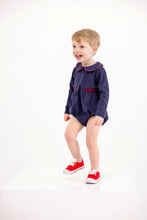 Load image into Gallery viewer, Brentley Bubble - Nantucket Navy w/ Red - Smocking - Long Sleeve - Pima
