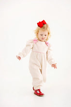Load image into Gallery viewer, Ryleigh Romper - Palmetto Pearl w/ Richmond Red Microdots - Corduroy - Long Sleeve
