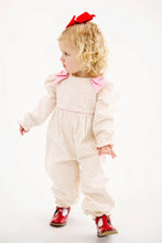Load image into Gallery viewer, Ryleigh Romper - Palmetto Pearl w/ Richmond Red Microdots - Corduroy - Long Sleeve

