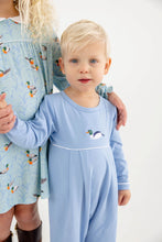Load image into Gallery viewer, Bradford Romper - Sarasota Sky w/ Duck Embroidery - Long Sleeve

