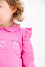Load image into Gallery viewer, Biltmore Romper - Winter Park Pink w/ Worth Ave White Hearts
