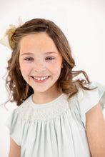 Load image into Gallery viewer, Sandy Smocked Dress - Old Greenwich Green w/ Pearl &amp; Khaki - Angel Sleeve
