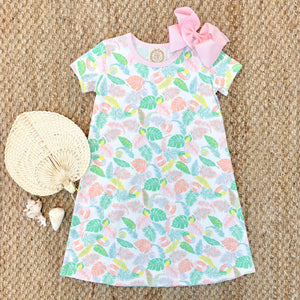 Polly Play Dress - Happy in Harbour Island w/ Palm Beach Pink - Short Sleeve