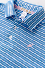 Load image into Gallery viewer, Prim &amp; Proper Polo - Sumner County Stripe in Sunrise Blvd Blue
