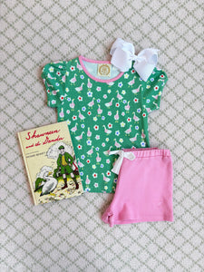 Penny's Play Shirt - Darling Ducks w/ Hamptons Hot Pink - Short Sleeve