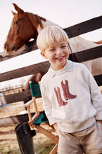 Load image into Gallery viewer, Isaac's Intarsia Sweater - Palmetto Pearl w/ Cowboy Boots Intarsia
