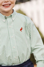 Load image into Gallery viewer, Dean's List Dress Shirt - Gibson Island Green Mini Gingham w/ Red Stork
