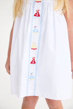 Load image into Gallery viewer, Tabitha's Teacher's Pet Dress (Sleeveless) - Worth Ave White w/ Sailboats
