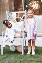 Load image into Gallery viewer, Britt Romper - White w/ Palm Beach Pink - Balloon Embroidery - Long Sleeve
