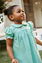 Load image into Gallery viewer, Holly Day Dress - Turks Teal w/ Flower Embroidery - Broadcloth
