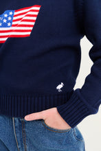 Load image into Gallery viewer, Seaton Sweater - Nantucket Navy w/ American Flag
