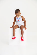 Load image into Gallery viewer, Sayre Sunsuit - Grantley Gray Mini Gingham w/ Dog Face

