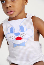 Load image into Gallery viewer, Sayre Sunsuit - Grantley Gray Mini Gingham w/ Dog Face
