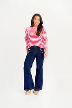 Load image into Gallery viewer, Women's Cissy Sweater - Richmond Red &amp; Pier Party Pink Stripe
