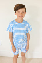 Load image into Gallery viewer, Carter Crewneck - Sarasota Sky Stripe w/ Worth Ave White
