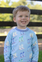 Load image into Gallery viewer, Cassidy Comfy Crewneck - Cute to Boot - Buckhead Blue w/ Park City Periwinkle
