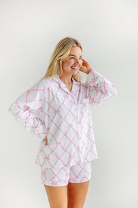 Let Me Lounge Top - Belle Meade Bow w/ Pier Party Pink - Long Sleeve - Ladies'