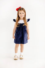 Load image into Gallery viewer, Franny Frock - Nantucket Navy w/ White and Covington Cottage Plaid - Velveteen

