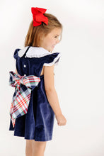 Load image into Gallery viewer, Franny Frock - Nantucket Navy w/ White and Covington Cottage Plaid - Velveteen
