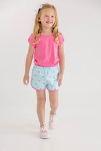 Load image into Gallery viewer, Cheryl Shorts - Heart Eyes (Belhaven Blue) w/ Winter Park Pink
