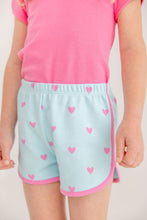 Load image into Gallery viewer, Cheryl Shorts - Heart Eyes (Belhaven Blue) w/ Winter Park Pink
