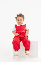 Load image into Gallery viewer, Rebecca Romper - Richmond Red w/ Fair Street Floral - Sleeveless - Pima
