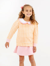 Load image into Gallery viewer, Maude's Ruffle Cassidy Crewneck - Seashore Sherbet Gingham w/ White Collar
